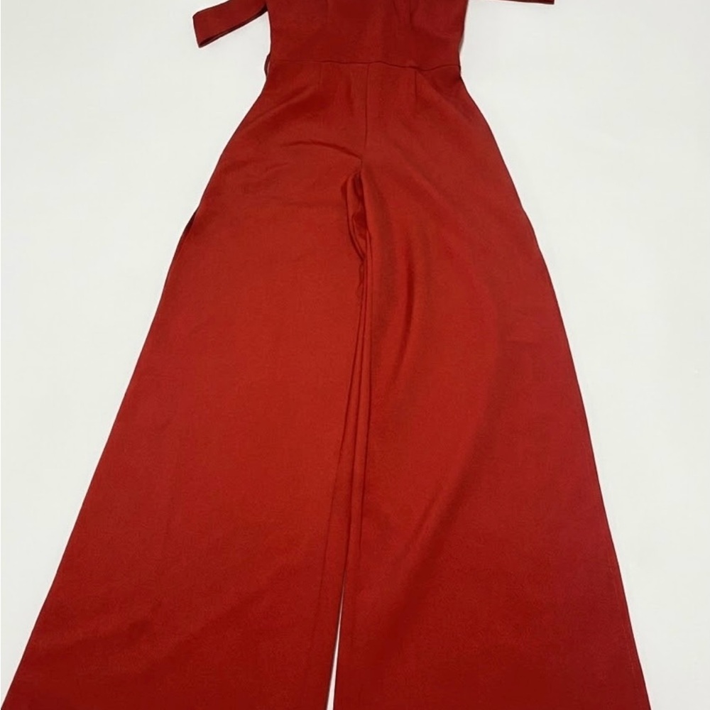 Luxxel Wide-Leg Jumpsuit in Deep Red